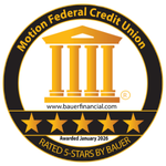 Motion Federal Credit Union is rated 5-Stars by BauerFinancial